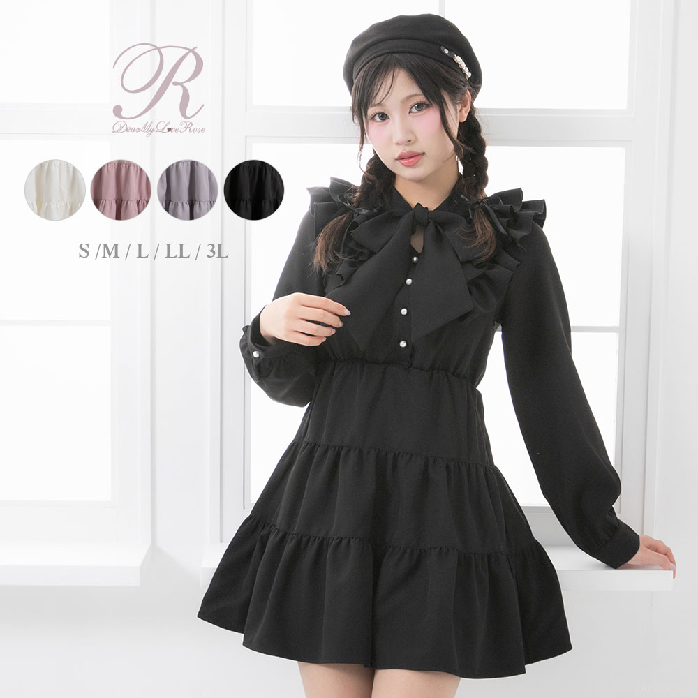 ダブルフリルボウタイリボンワンピース 535085 ワンピース