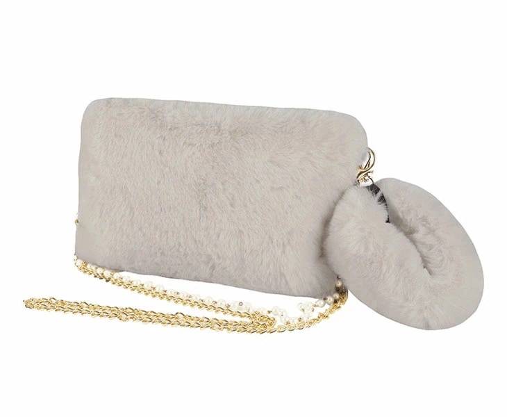 2way フェイクファー クラッチバッグ チェーン ふわふわバッグ セレモニー 鞄 バッグ パール アームリング クラッチ ショルダー 取り外し パール レディース カジュアル 大人秋冬 無地 セレモ