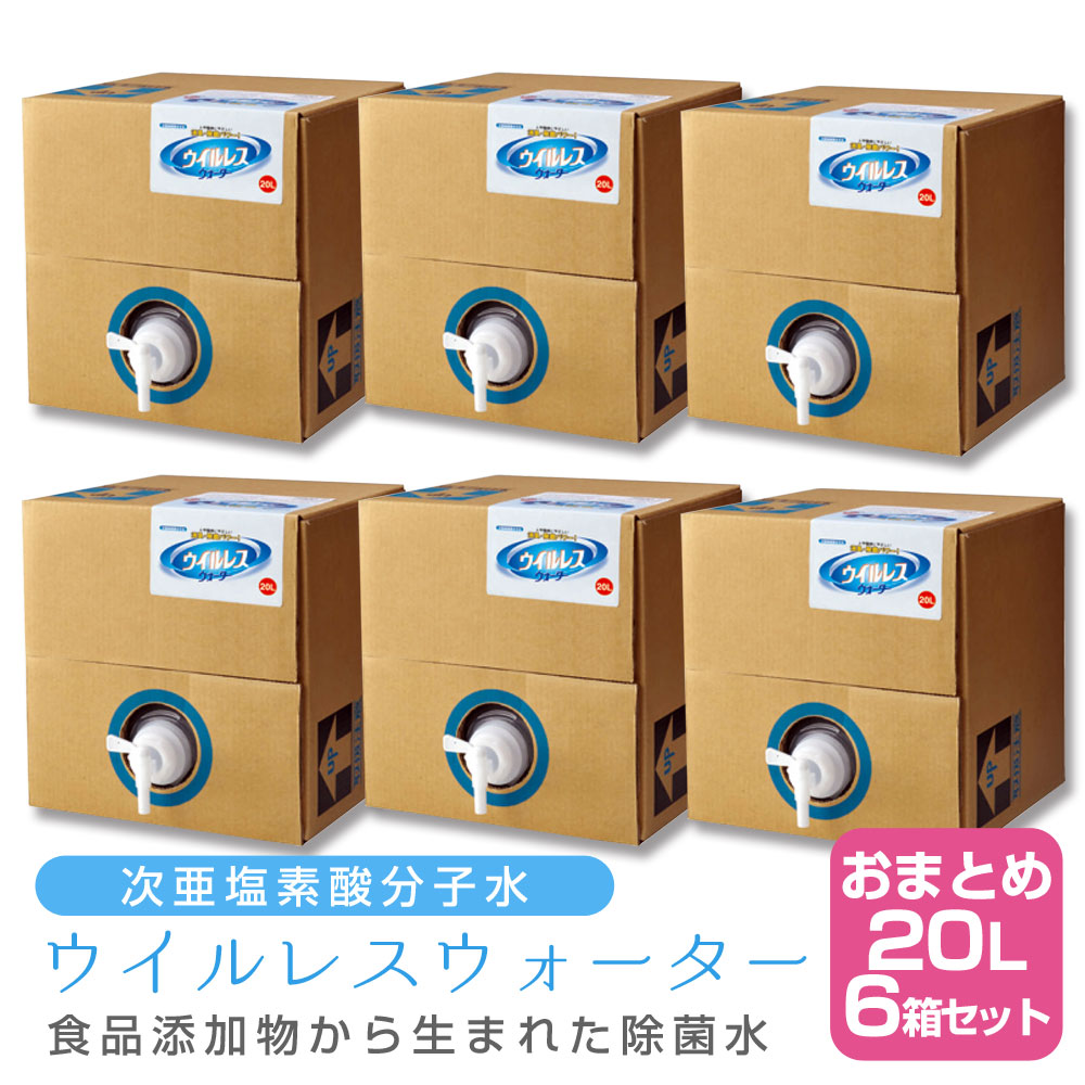 【6個セット】次亜塩素酸分子水 ウイルレスウォーター(20L)　メーカー直送