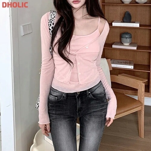 [メガ割りSALE]カップ付キャミソール&シアーカーディガンSET