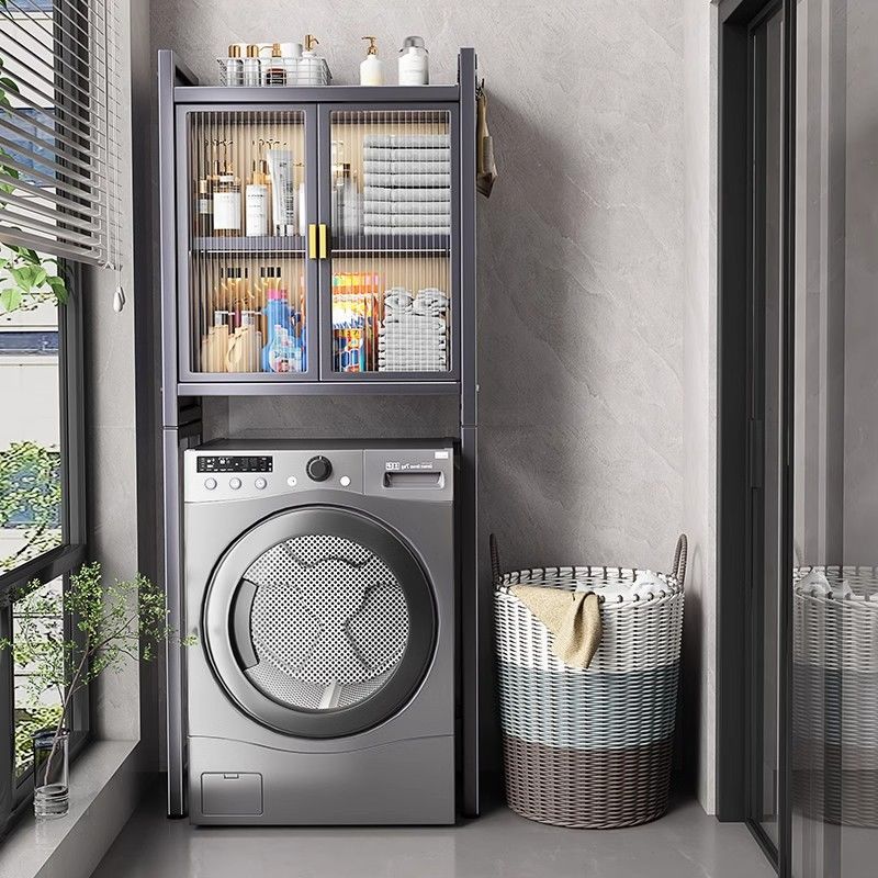 トイレトイレの上の床スタンディング洗濯機の後ろのギャップラックの側面にあるサイドトイレ収納キャビネット