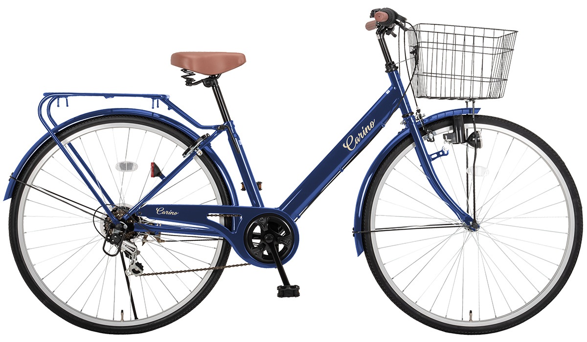 完成品 組立済 自転車 27インチ シマノ製6段変速 ダイナモライト 1本スタンド 大型カゴ 後輪錠 クラス27リアキャリア CR-V276D ネイビー 61960
