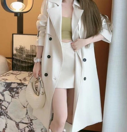 アウター デート モテアイテム トレンチコート ロング丈 ウエストデザイン コットン 大人可愛い きれいめ 上品 おしゃれ かっこいい 大人可愛い ラブリー キュート ガーリー クール モード系