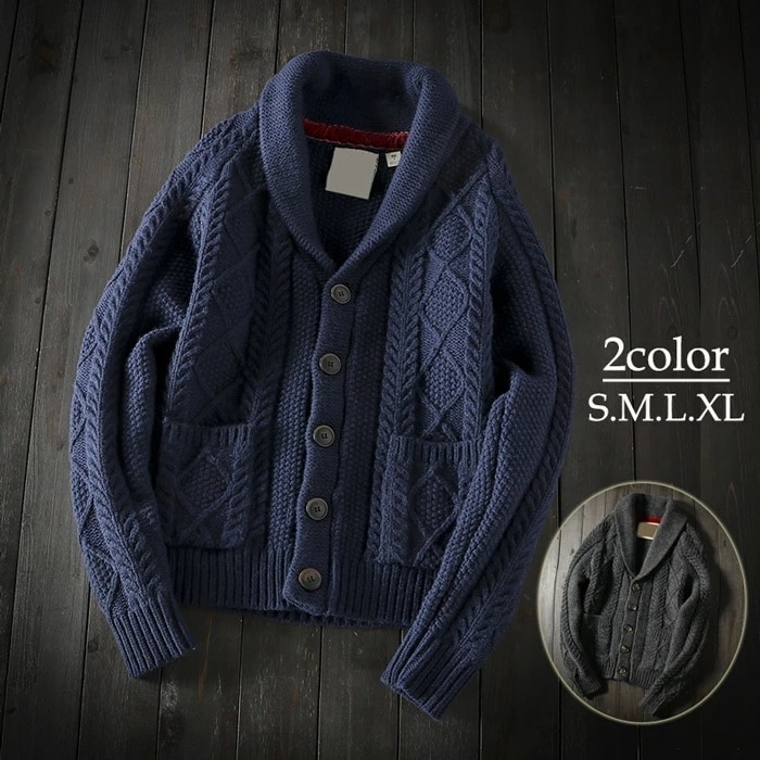 【期間特典】カーディガン メンズ ウール ニットセーター 男性用 ニットジャケット ポケット付き アウター 紺 ダークグレー ニット 秋冬服 長袖ニット 前開き 大きいサイズ カジュアル おしゃれ ト