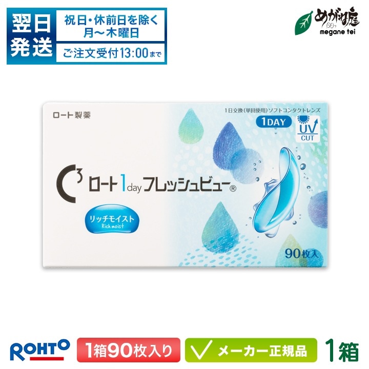 ワンデーフレッシュビュー リッチモイスト 90枚入り 1箱 片眼約3ヶ月分 (1日使い捨て コンタクト 1day 高含水率)