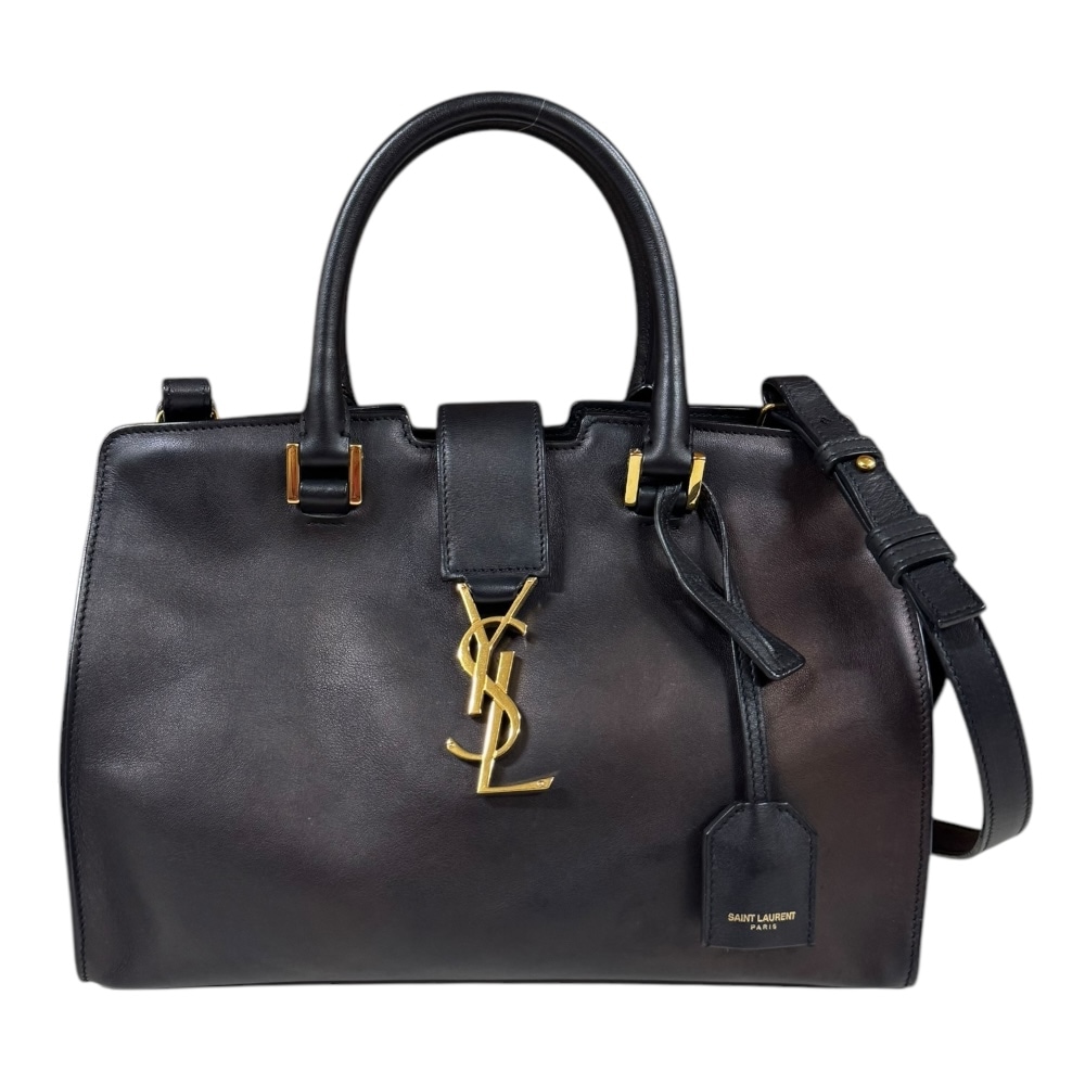 サンローラン ベイビーカバス ショルダーバッグ レザー 424868 ブラック SAINT LAURENT 中古