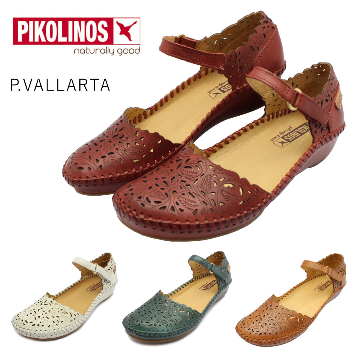ピコリノス PIKOLINOS レディース P.VALLARTA レザー サンダル ストラップ パンチング PK946 本革 655-0906 スペイン