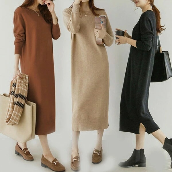 【短納期】 ニットワンピース レディース 40代 秋冬 マキシ丈ワンピース きれいめ 長袖 ニットワンピース 無地 結婚式ドレス 上品 ロング 通勤 JP風 ゆったり 3色