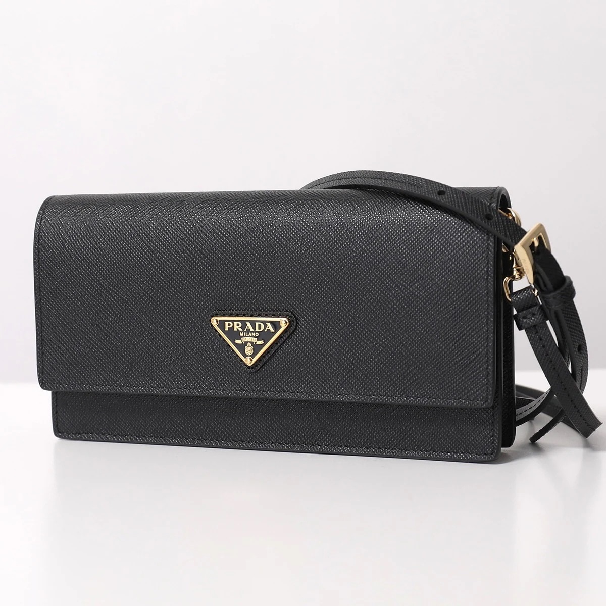 PRADA プラダ ショルダーバッグ 1NF059 2DB3 サフィアーノレザー ミニバッグ ショルダーウォレット 長財布 鞄 F0002/NERO 1NF059_2DB3_F0002