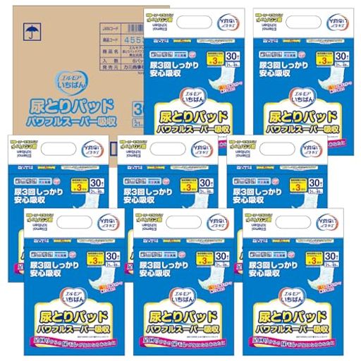 エルモアいちばん 尿とりパッド パワフルスーパー吸収240枚 3回吸収(30枚×8) [ケース品]
