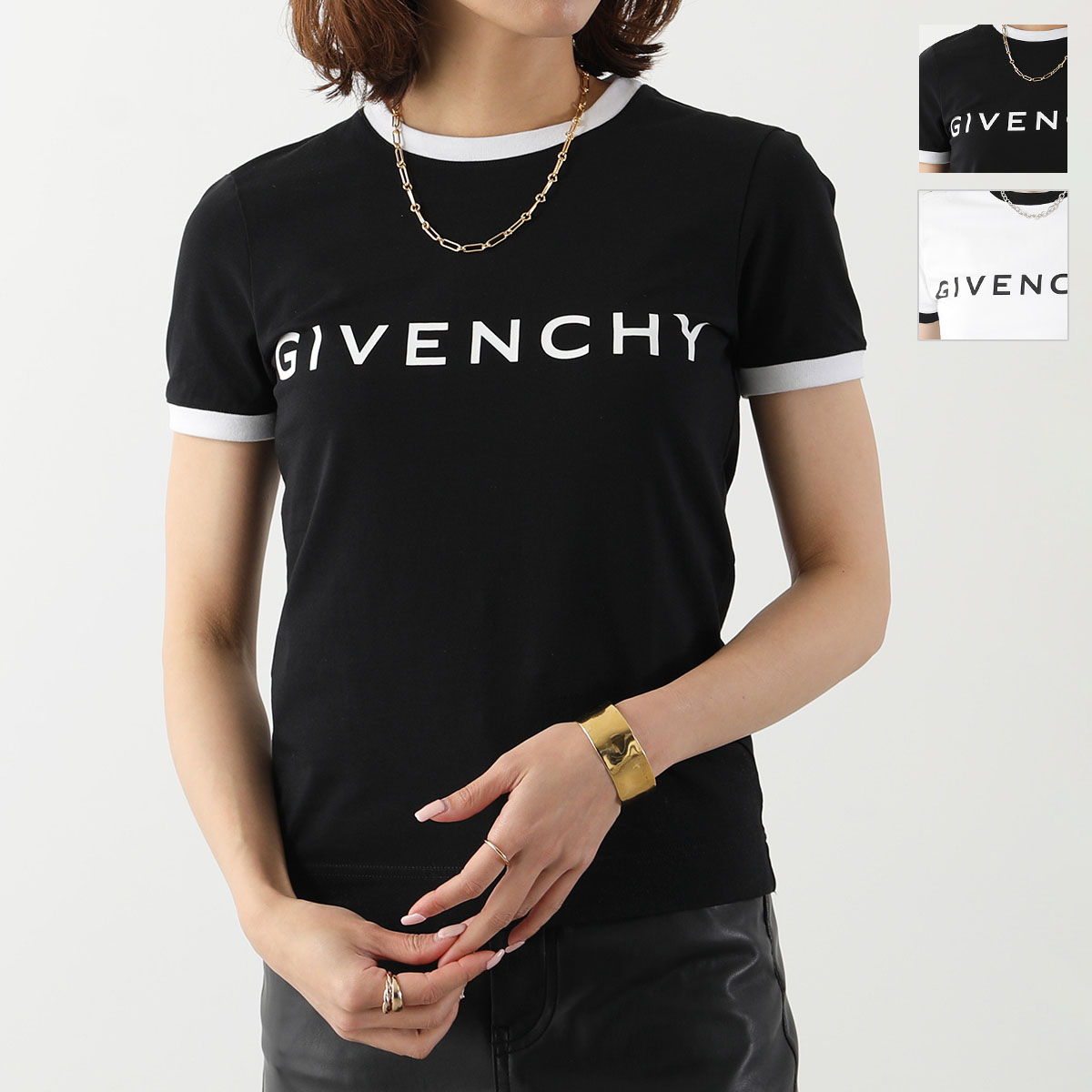 GIVENCHY ジバンシィ 半袖Tシャツ BW70BF3YAC レディース ロゴ ロゴT コットン スリムフィット クルーネック カラー2色
