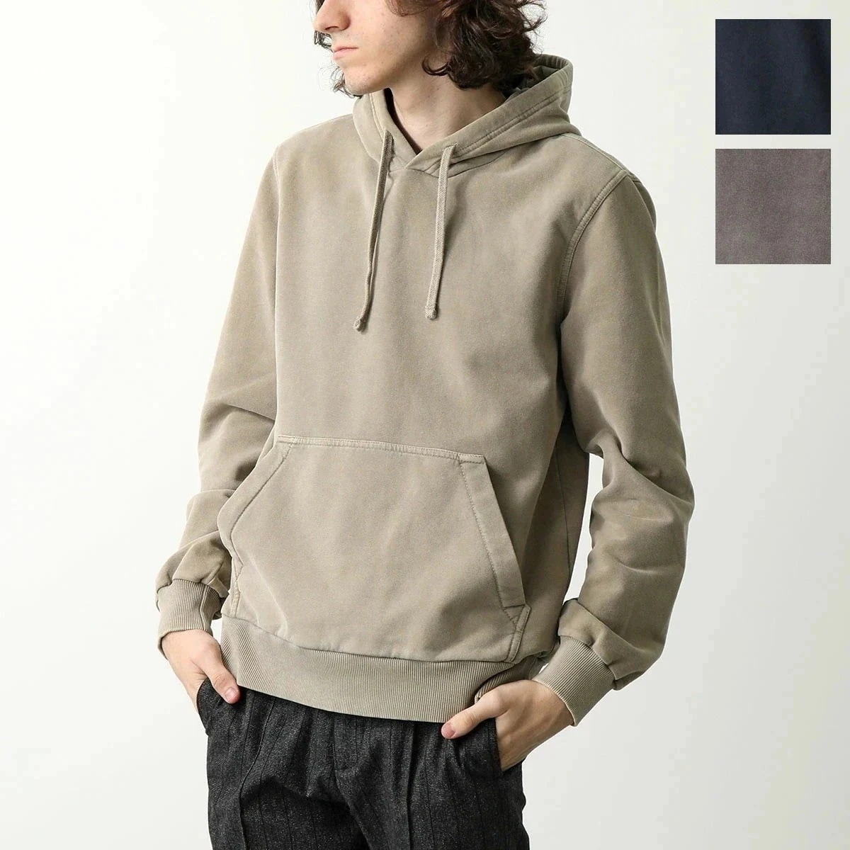 CIRCOLO 1901 チルコロ パーカー CN4018 メンズ プルオーバー 長袖 コットンブレンド ストレッチ スウェット 裏起毛 カラー3色