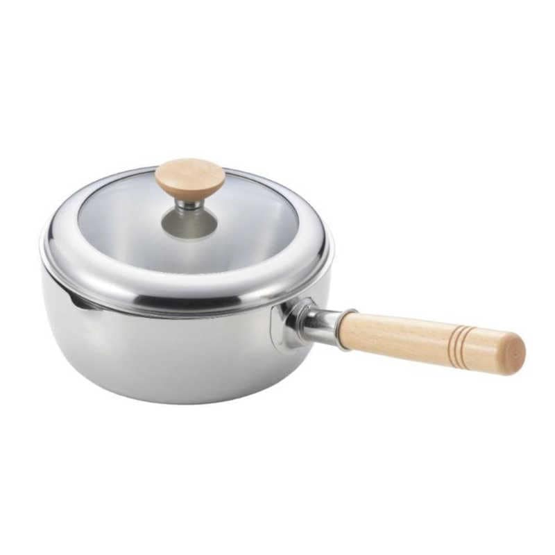 ヨシカワ　片手鍋 20cm IH ガス 木柄 ガラス蓋付き　SJ3817