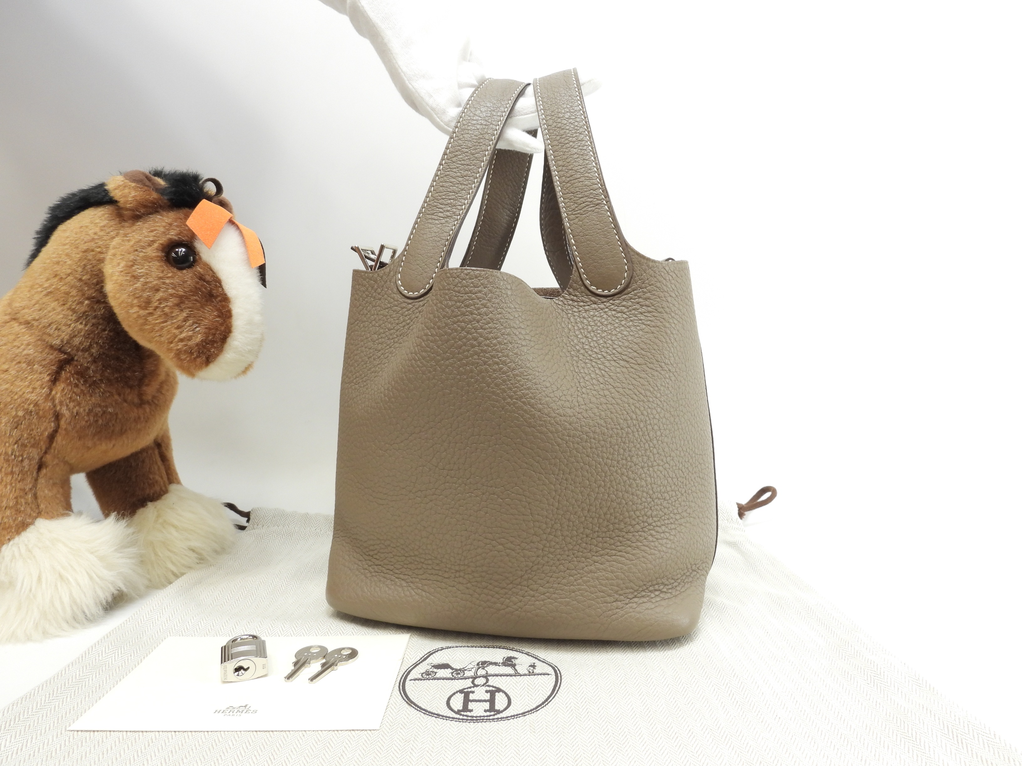 ピコタンロックPM トリヨンクレマンス エトープ ハンドバッグ シルバー金具 極美品@J