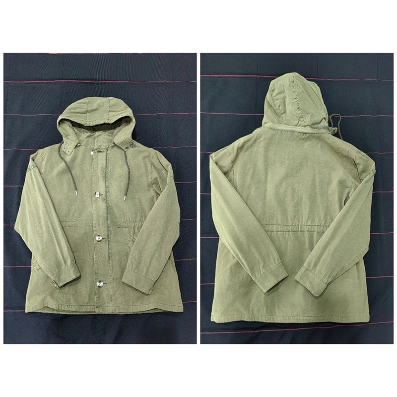 MAN COTTON GARMENT DYE JACKET KHAKI LONG SLEEVE