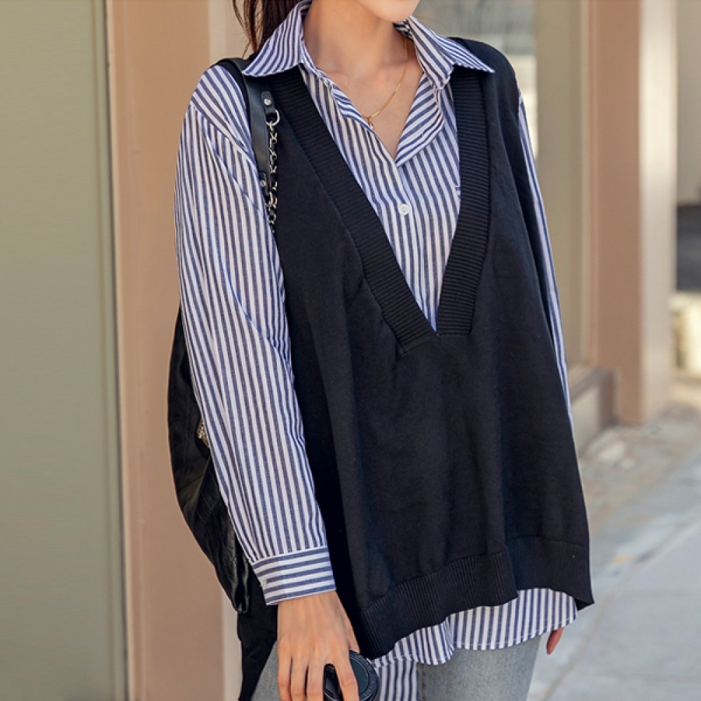 (ナーク21) (55~99) ルーズフィットニットロングベスト NK33-T-7