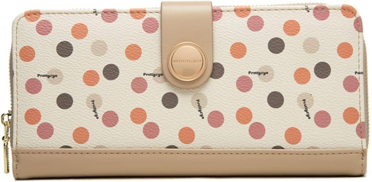 【20%OFFクーポン】ウォレット レディース 長財布 2つ折り 水玉 ファスナー ボタン 財布 お手頃 スマホ入れ可 コインケース 多機能 大容量 カード入れ 小銭入れ 取り出しやすい スキミング防