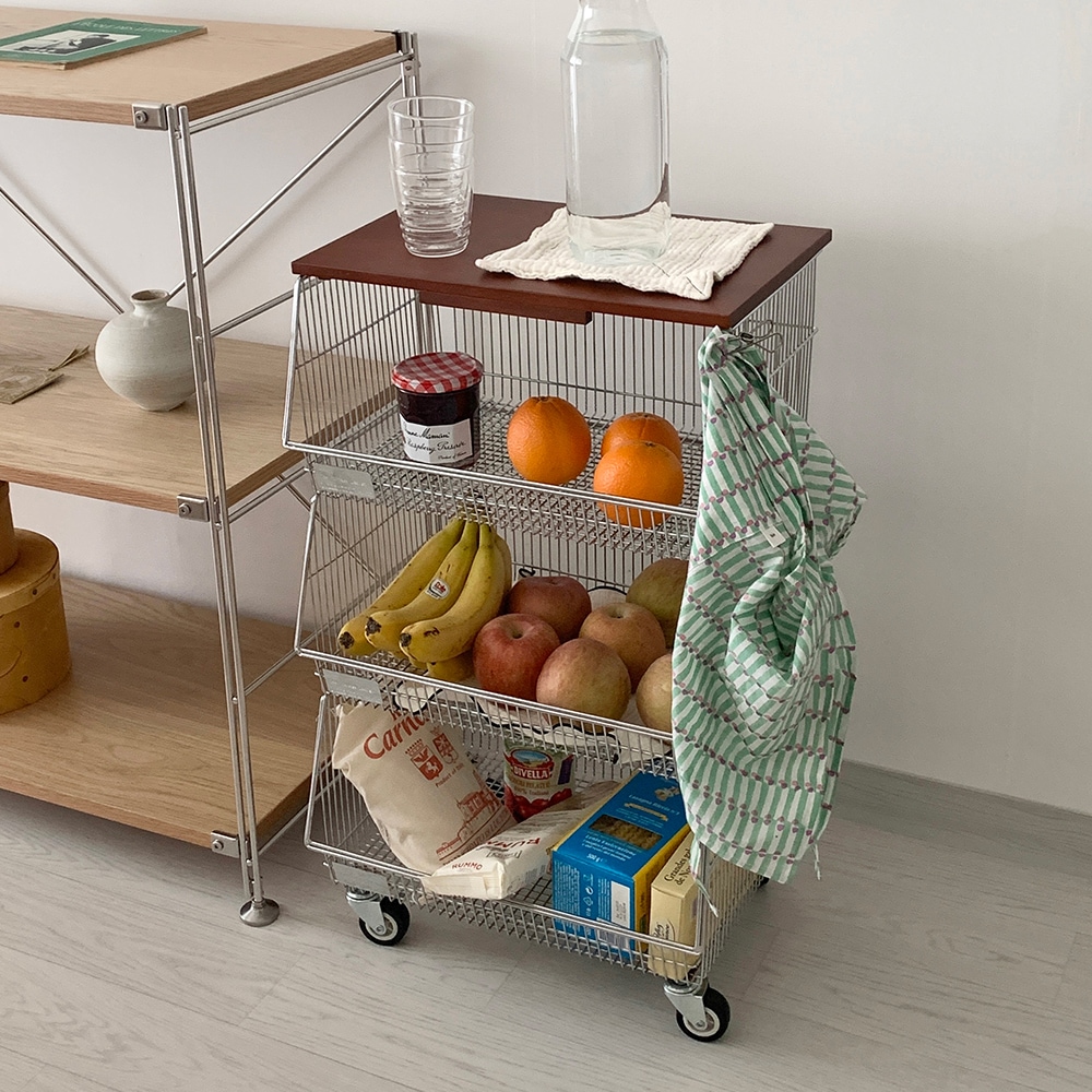 Qoo10] Ogre リトル3段バスケットトロリー 韓国インテ : 家具・インテリア