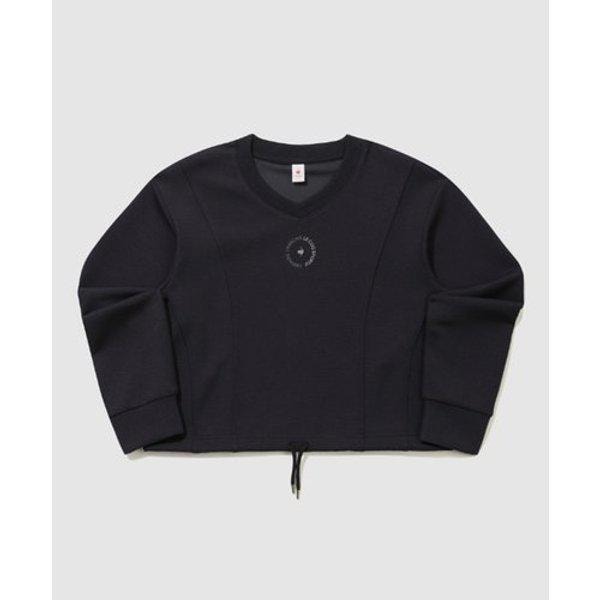 女性モダールダブルテンションルーズフィットVネックTシャツ B1 QQ322OFS81 BLK PMG WKK