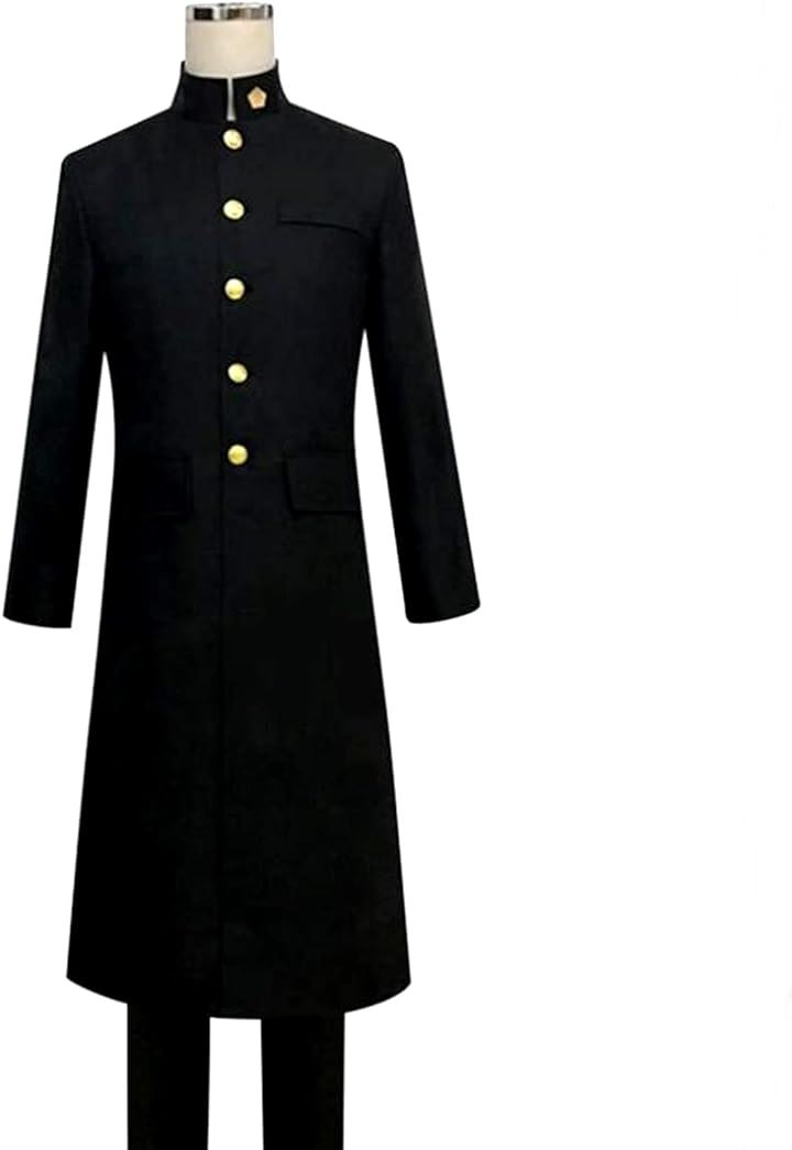 学ラン コスプレ 長ラン 学生服 制服 cosplay 風船２個付き( ブラック, L)