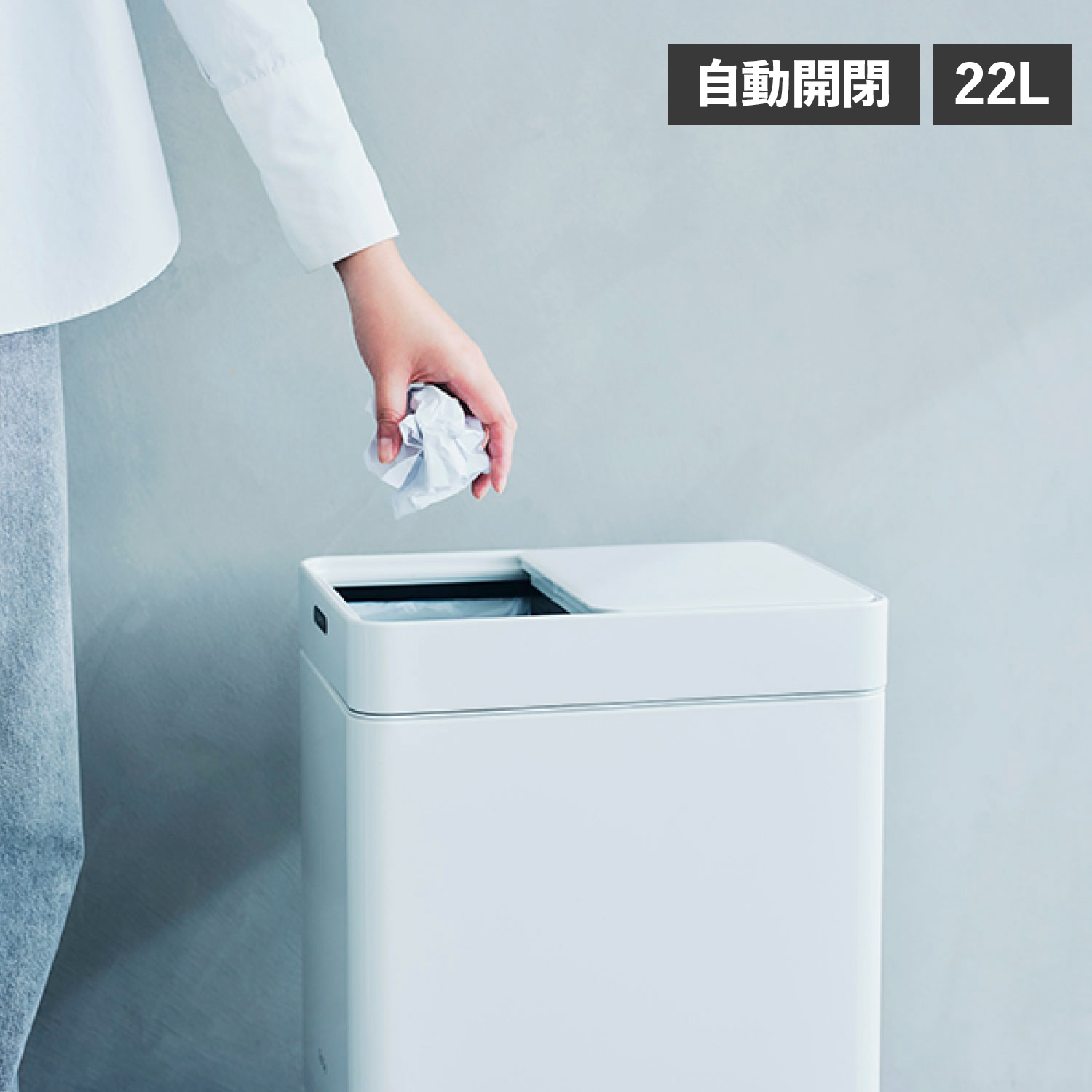 ゴミ箱 ごみ ダストボックス 22L ふた付き 自動開閉 スリム スマート 小型 Bin SDB01A-22WT