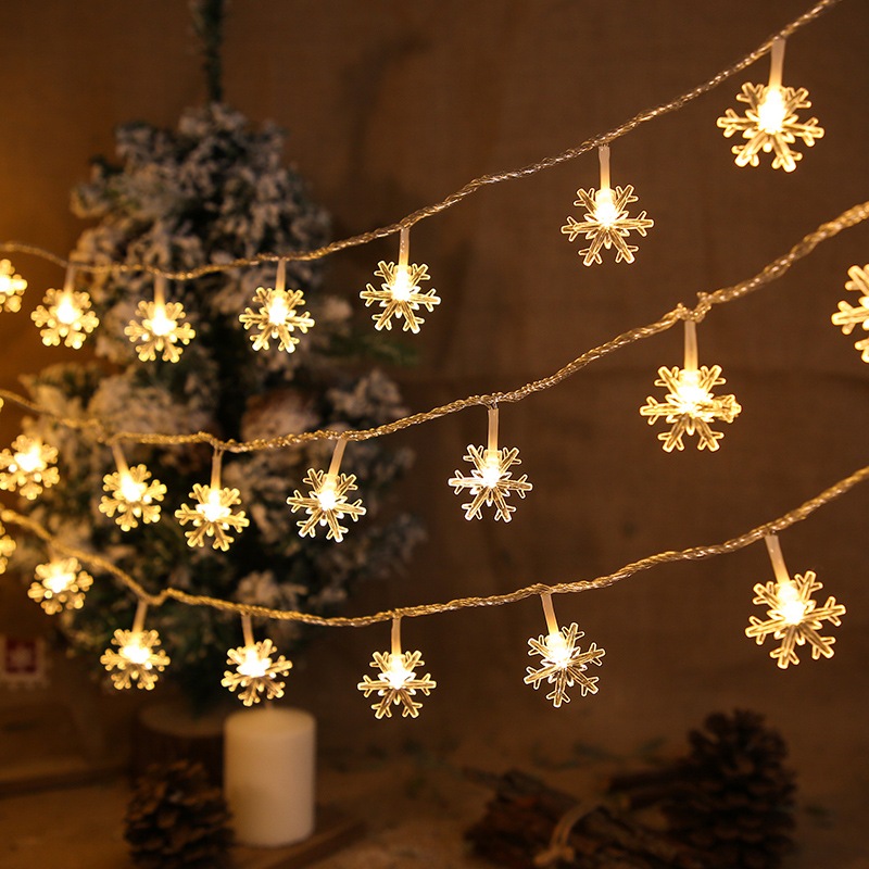 Ledスノーフレークソーラーライトストリングバッテスお祭りの雰囲気装飾点滅ライトクリスマスストリングライト