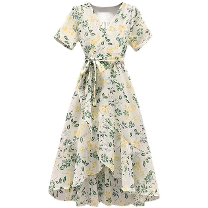 ワンピース ワンピドレス 膝丈 膝下 袖あり 長袖 Vネック フレア ウエストリボン ラップスカート かわいい 大人可愛い きれいめ シンプル 大人 上品 おしゃれ レトロ 大人女子 ラブリー