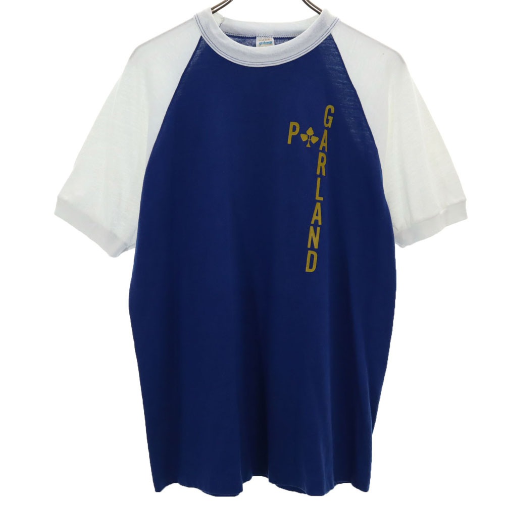 ガルフコーストスポーツウェア 70s 80s USA製 半袖 ラグラン トリム Tシャツ L 青紺 GULF COAST SPORTSWEAR オールド ヴィンテージ メンズ