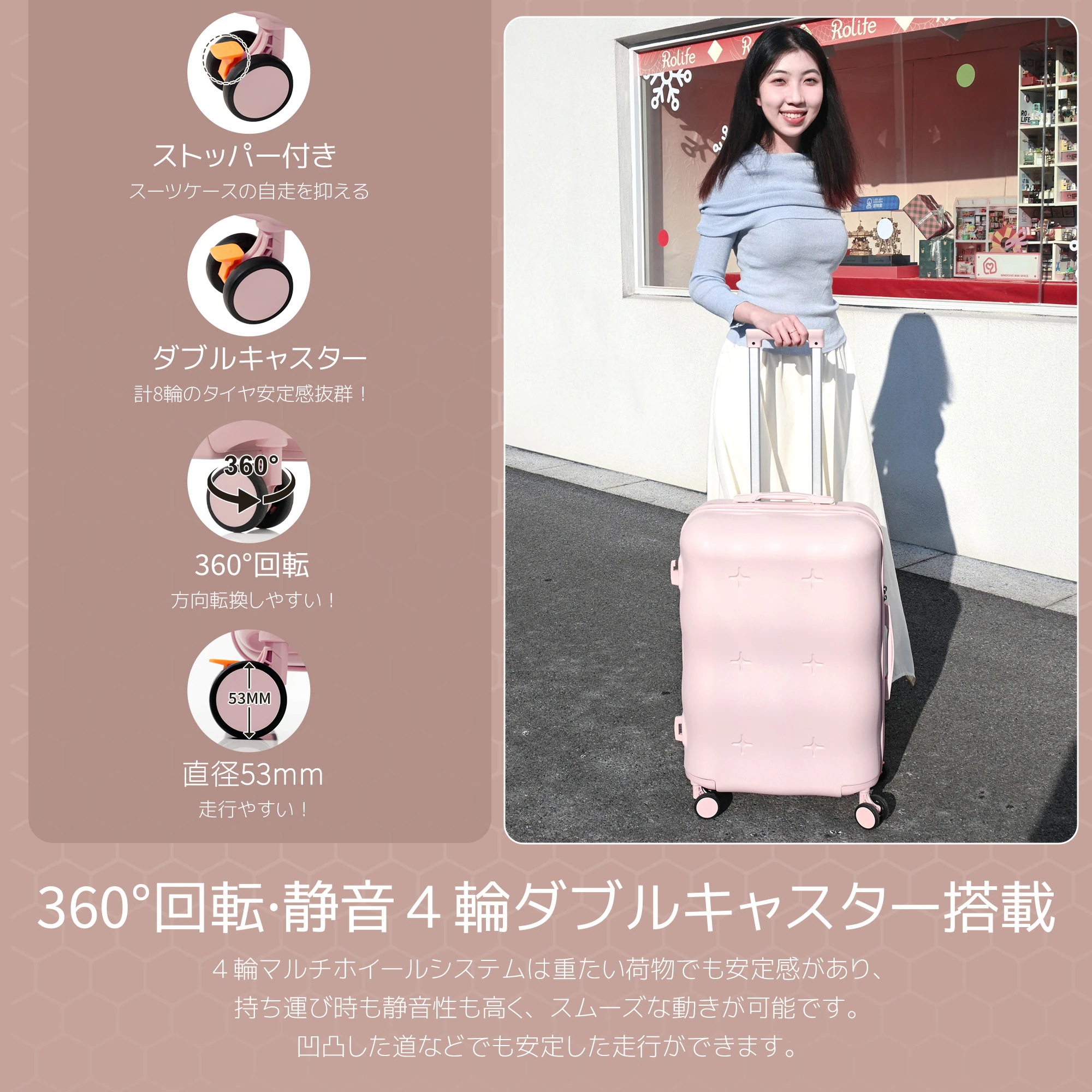 【送.料.無.料】スーツケース キャリーバッグ キャリーケース Sサイズ 小型 超軽量 ファスナー式 TSAロック搭載 フック機能付き 360度回転 旅行 おしゃれ 人気色