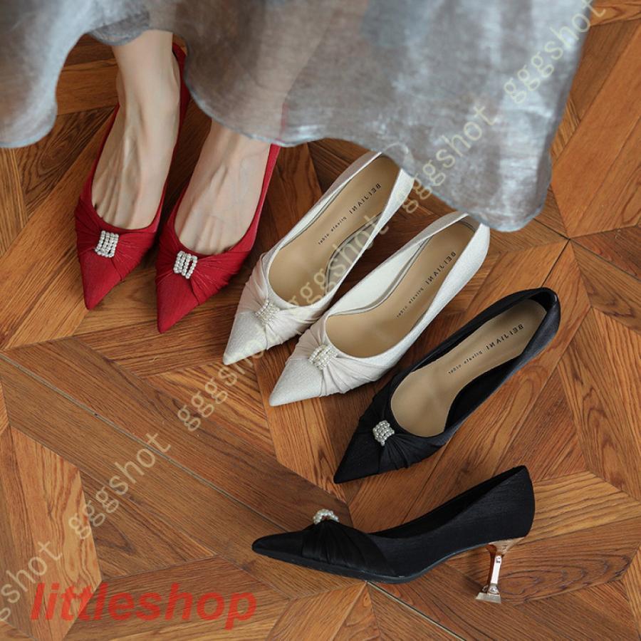 【急速出荷!】スタイルアップ！ヒールパンプス レディース パンプス ヒール 7cm サテン カーステッチ ハイヒール ピンヒール ポインテッドトゥ ママ通勤 フォーマル ビジネス お呼ばれ 二次会 イ