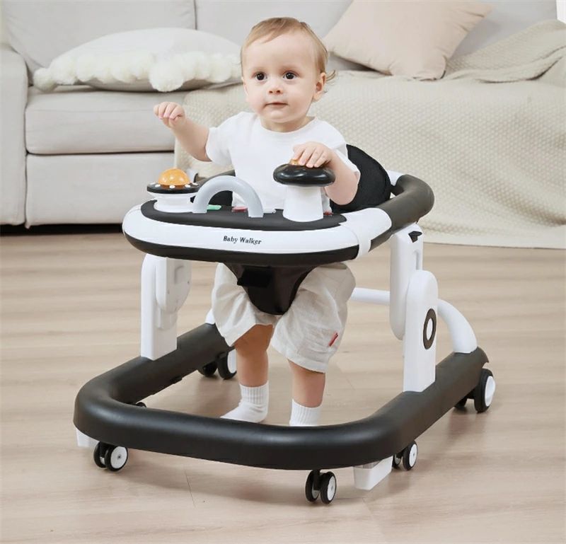 新製品 ベビーウォーカー ベビー歩行器 歩行器 赤ちゃん 折りたたみ 高さ調整可能 食事用プレート付き 横転防止 収納便利 ベビー用品 出産祝い