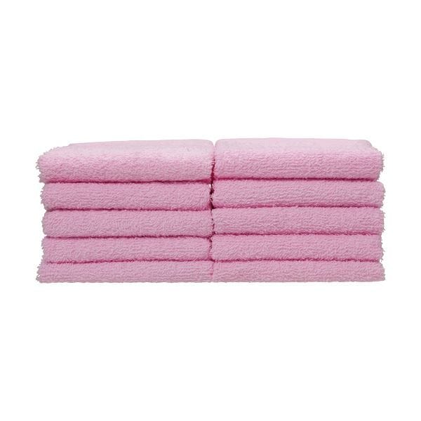 （まとめ）おしぼりタオル ピンク 110匁 1パック（10枚） [x10セット]