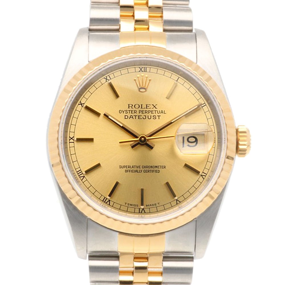 ロレックス デイトジャスト オイスターパーペチュアル 腕時計 ステンレススチール 16233 自動巻き 1年保証 ROLEX 中古 美品