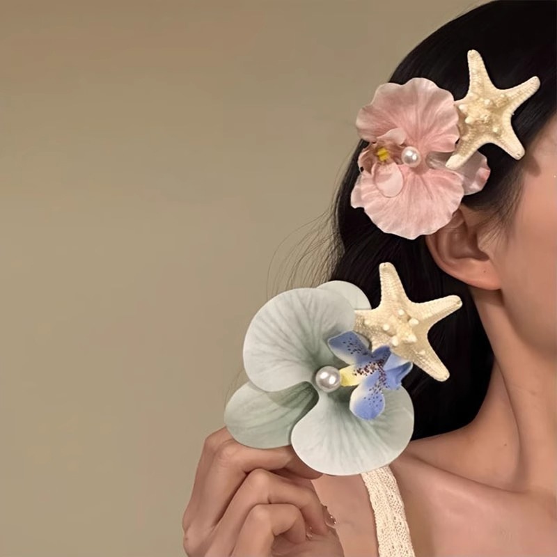【1点ご購入 で10点プレゼントいたします】2025海辺のリゾート風ヘアピンコチョウランヒトデサイドに髪飾りを挟みながら雰囲気感のある髪飾りを挟む