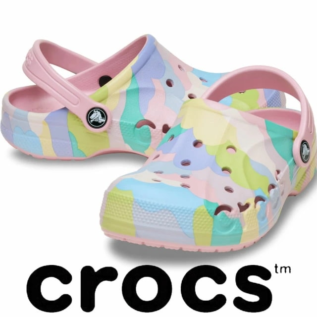 クロックス キッズ 女の子 クロッグサンダル バヤ シーズナル プリンテッド クロッグ k ジュニア カジュアルシューズ サボサンダル 209728 606 ペタルピンク 子供靴 送料無料