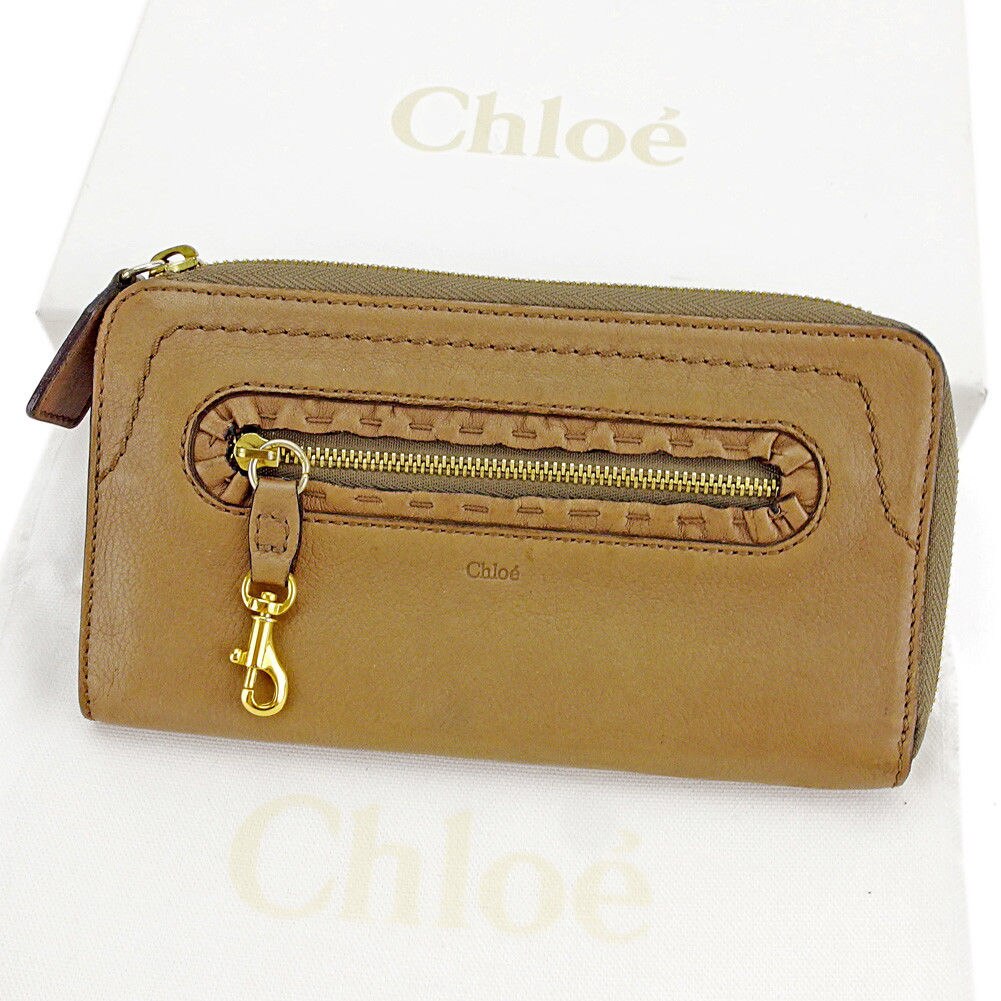 長財布 財布 L字ファスナー ステッチ入り ブラウン ゴールド 中古 15,374円