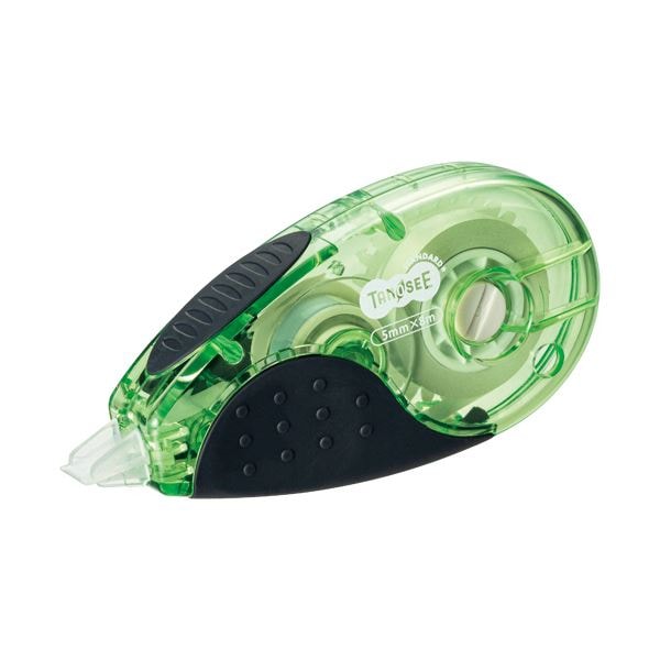 （まとめ） TANOSEE 修正テープタテ引き（使い切り） 5mm幅8m グリーン 1セット（10個） 10セット