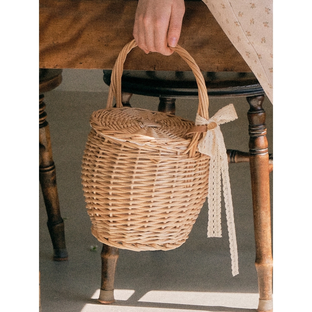 ロラローラララタンリボンバスケットバッグ