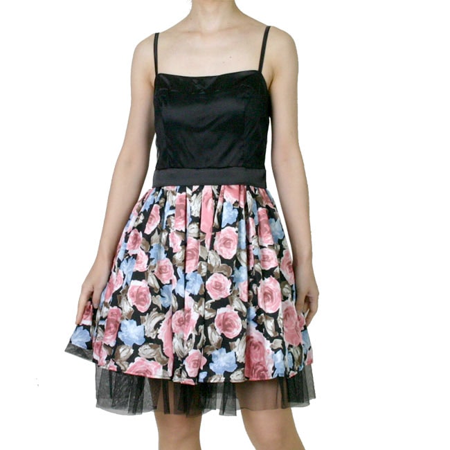 在庫処分 パーテイードレス 花柄スカート ワンピース ピンク