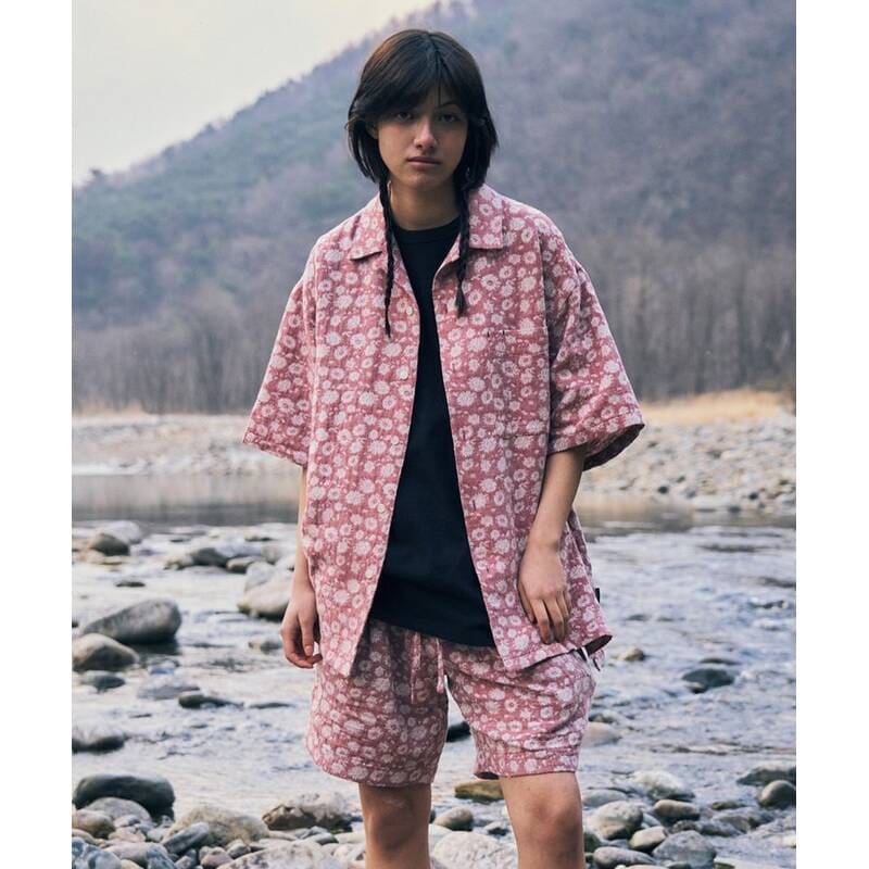 ペンフィールド PENFIELD FLOWER JACQUARD ハーフシャツ ピンク FQ2WR18U 479986