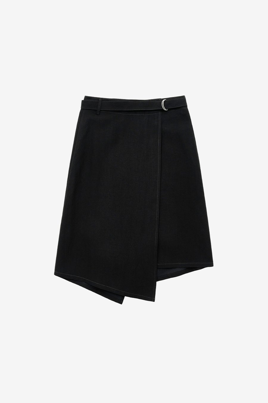 【INSILENCE】 ASYMME TRIC MIDI WRAP SKIRT : BLACK