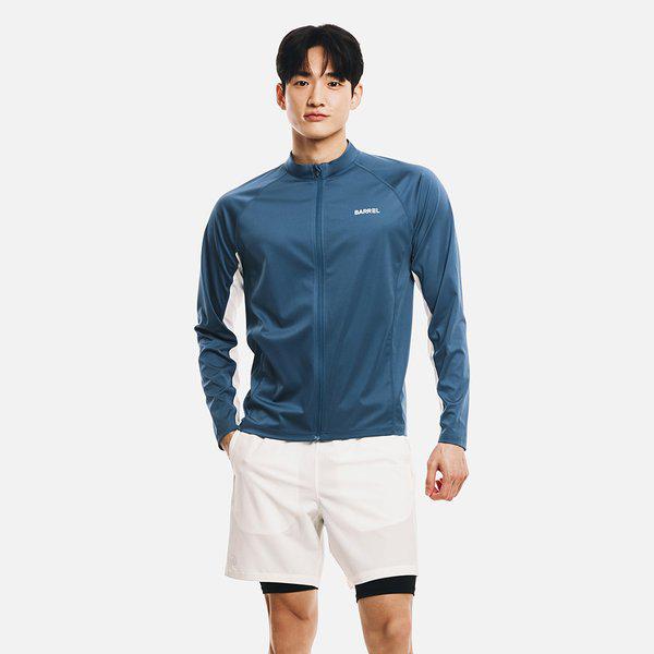 [] マン エッセンシャル リラックスフィット 配色ジップアップ ラッシュガード インディゴブルー (B6SMWZR103IDB)