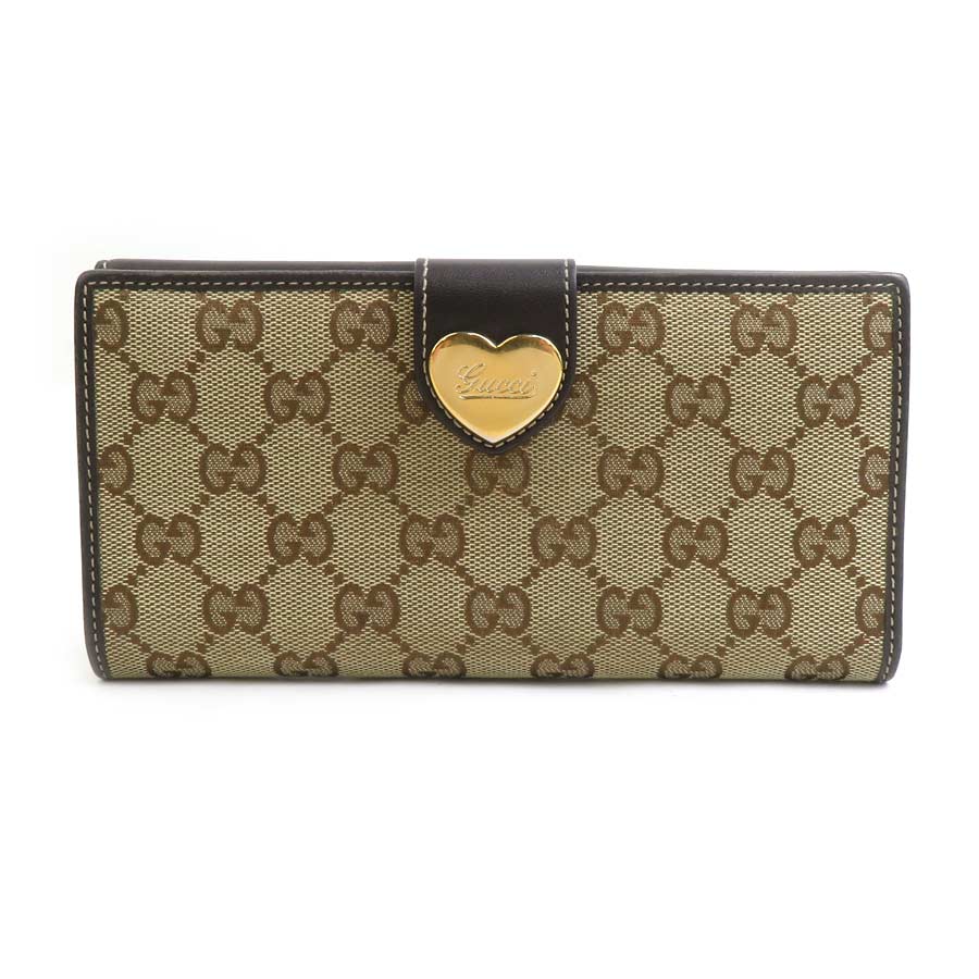 グッチ GUCCI 二つ折り長財布 GGキャンバス/レザー ブラウン レディース 203550 h31800g