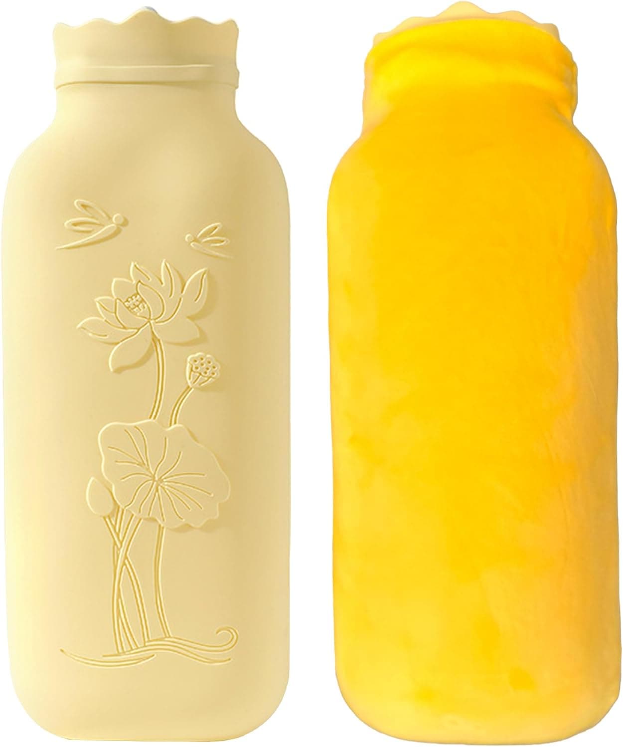 シリコン湯たんぽ 大容量2.2L 電子レンジ専用 柔らかく洗える 電気不要 保温カバー付き 防爆仕様 腰温めに最適 冷え対策 生理期最適（蓮柄）