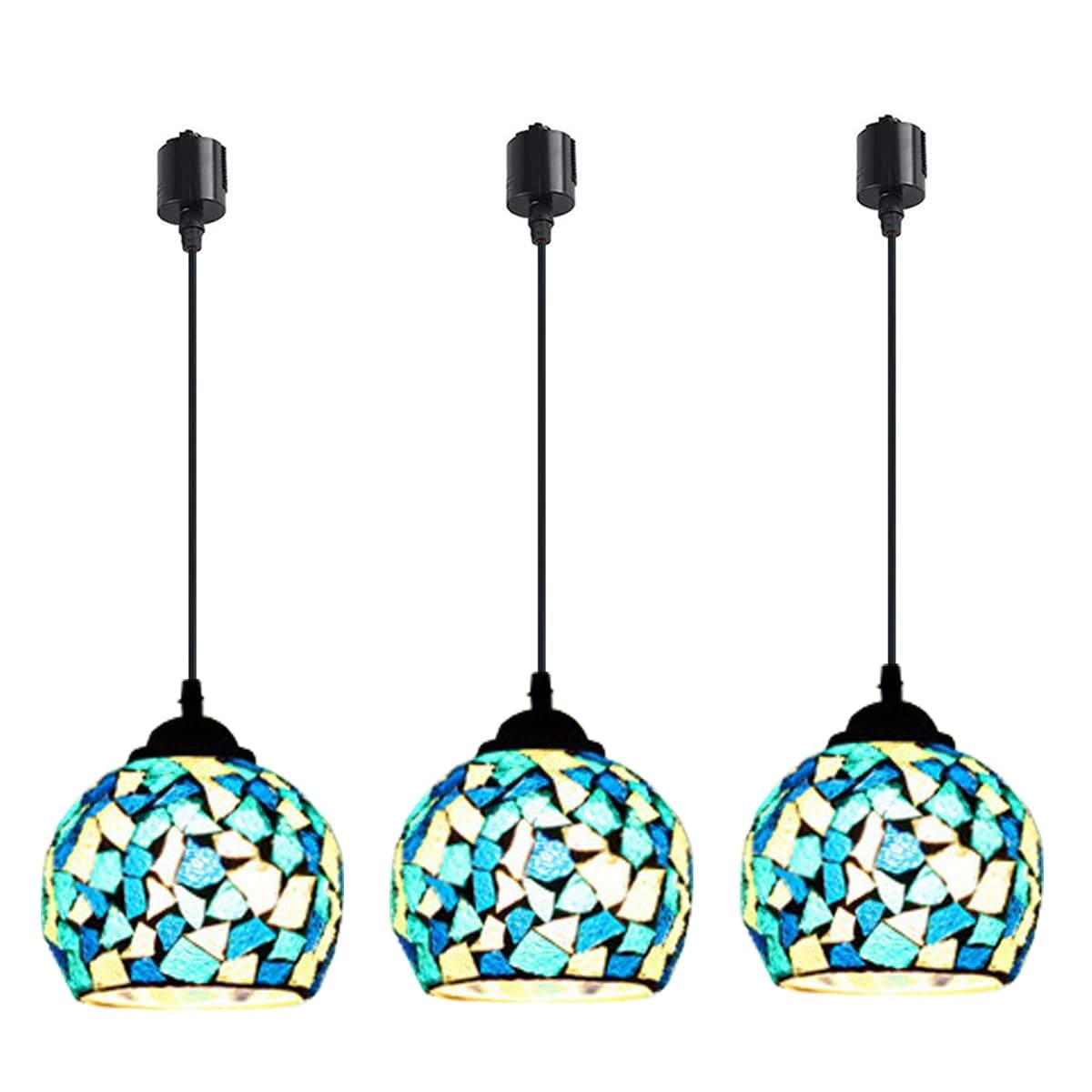 ペンダントライト ステンドグラス アンティーク レトロ 3灯 LED対応 ハンドメイド ダイニングテーブル キッチンカウンター 玄関 店舗 天井照明 モダン ダクトレール用 ペンダントライト ガラス