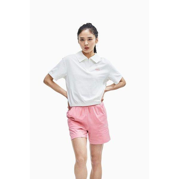 セミクロップ ハーフジップ カラTシャツ 5分丈ハーフパンツ セットアップ / PW3WS24M311WN24M331_GN