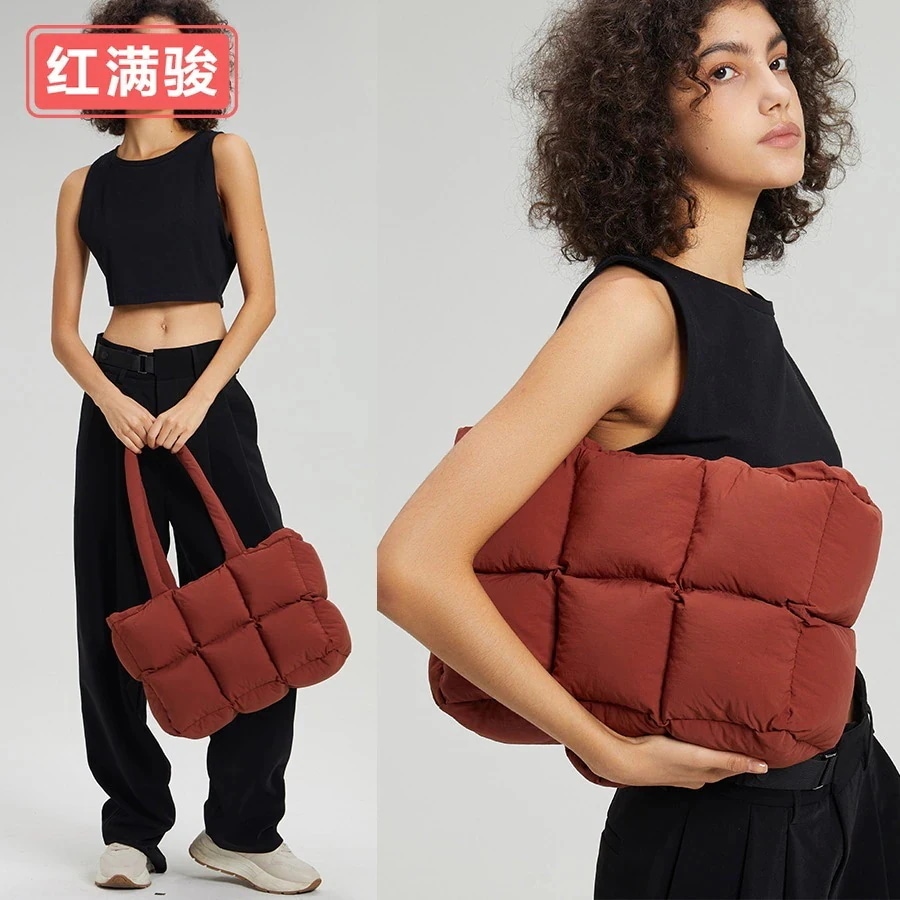 【H.M.J】 ダウンバッグ トートバッグ 暖かい ファション ポップコーン ソフト コットン レディース バッグ メガ割30%までに制限