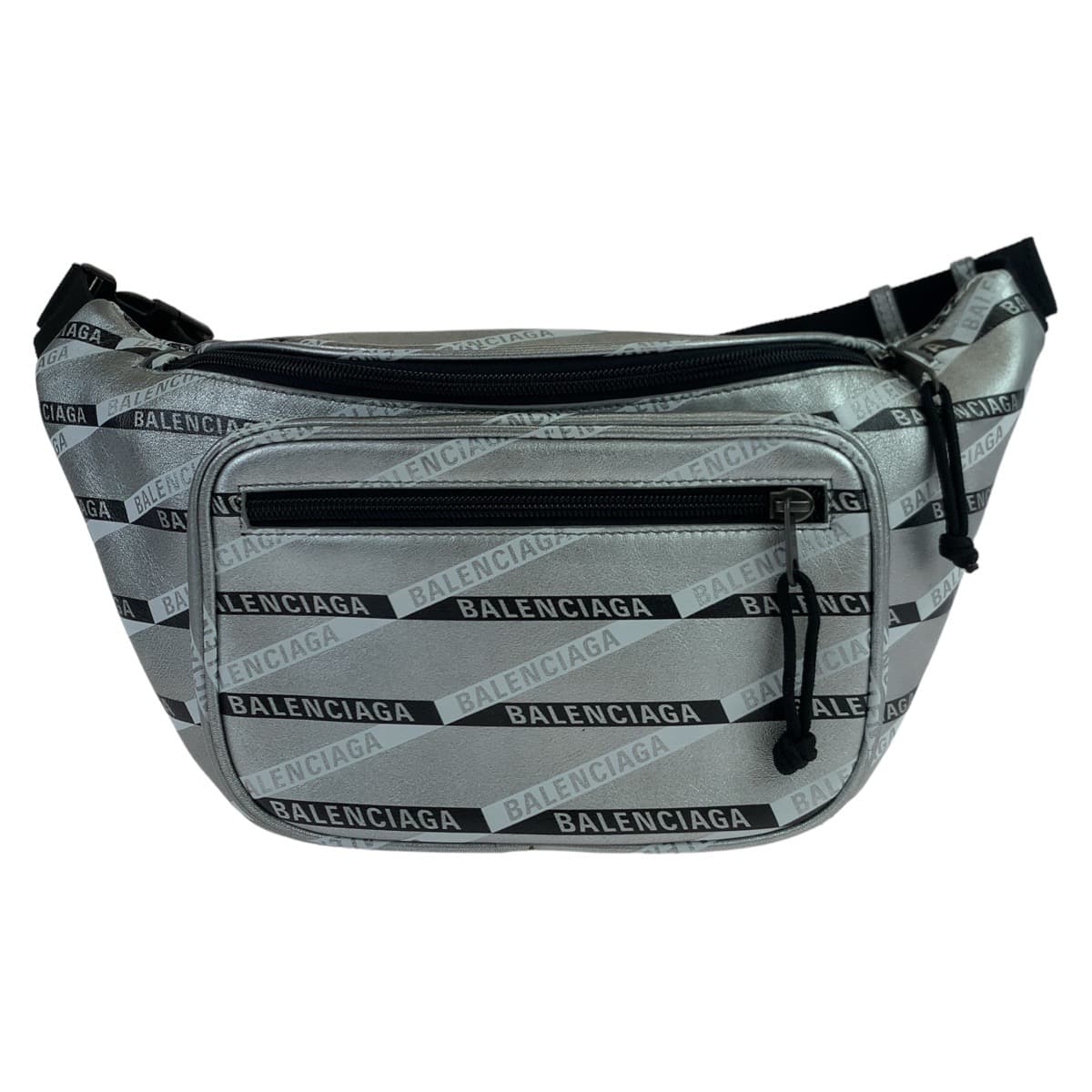 超美品 エクスプローラー シルバー ブラック金具 レザー ウエストバッグ ボディバッグ メンズ 406640