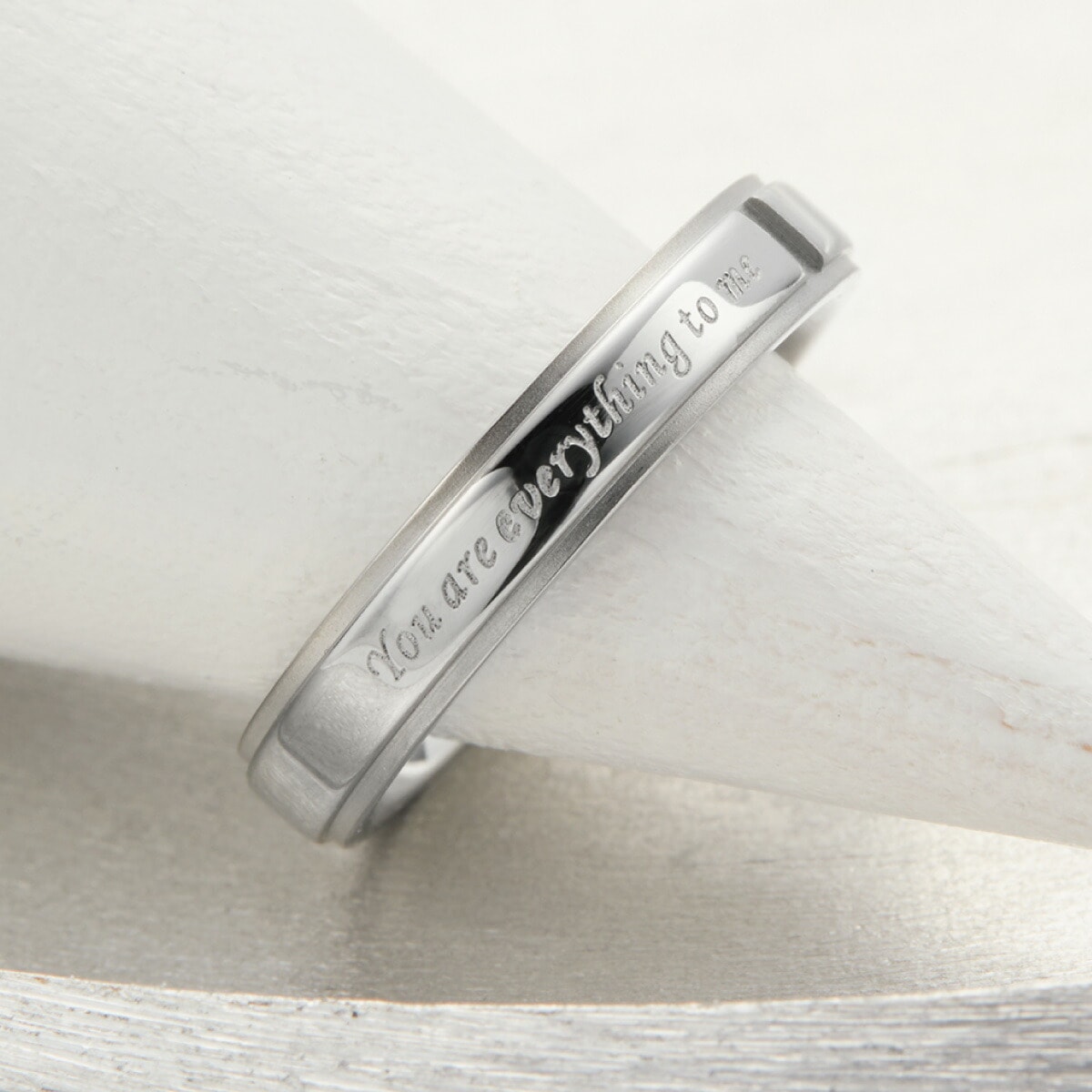 リング レディース メンズ サージカルステンレス316L シンプル フラット メッセージ 彫刻 刻印