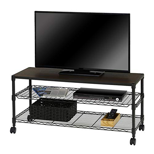 色：TV台 3段 幅110 サイズ：100cm以上 [ドウシシャ]ルミナス スチールラック ノワール